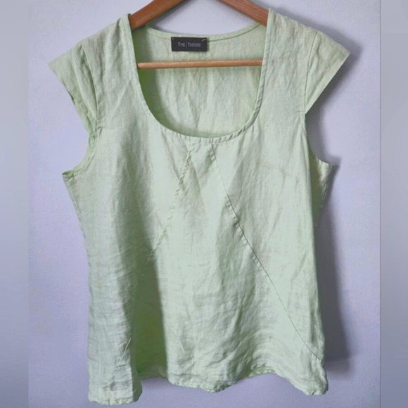 Eva Tralala Tops - EVA TRALALA Light Green Women's Linen Top